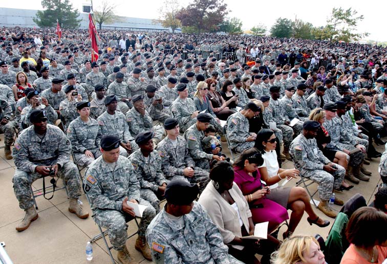 Morners listen during memorial service